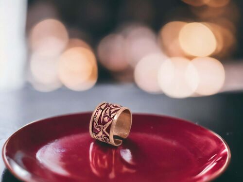 Magenta Copper Wrinkled Adjustable Ring