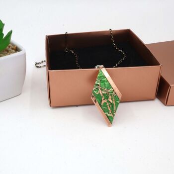 Ensemble de bijoux en cuivre vert froissé, collier, boucles d'oreilles, bague réglable, Bracelet 10