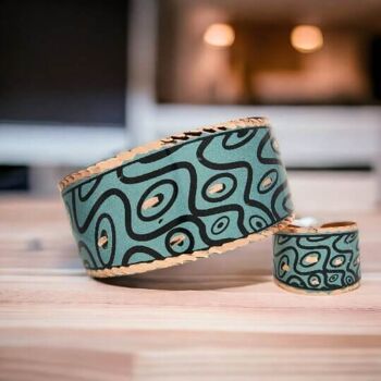 Ensemble de bracelets et bagues réglables en cuivre aux formes courbes turquoise 5