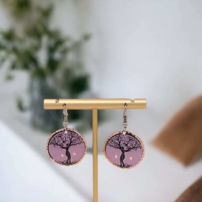 Lavendelbaum-Kupfer-Kreis-Ohrring