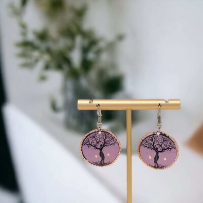 Lavendelbaum-Kupfer-Kreis-Ohrring