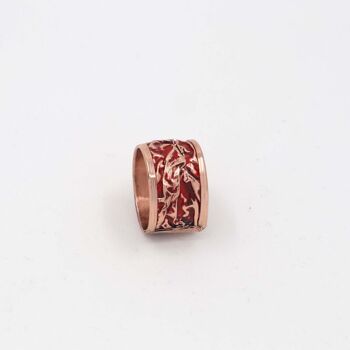 Ensemble de bracelets et boucles d'oreilles en cuivre froissé à motifs rouges, bague réglable 8
