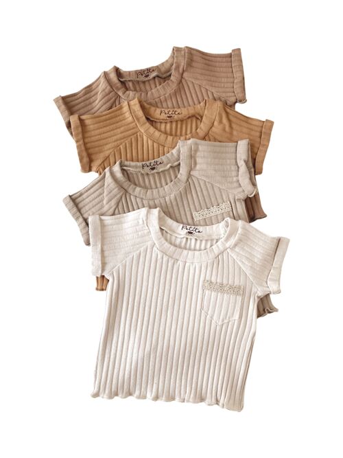 Baby cotton t-shirt / wide ribbed - earth tones
