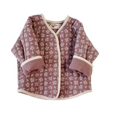 Baby & toddler quilted jacket / muslin branches - dark muave