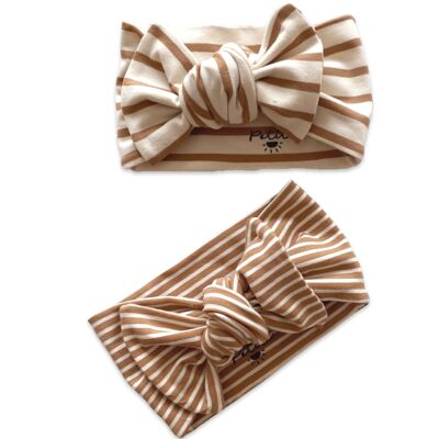 Bow headband / caramel stripes