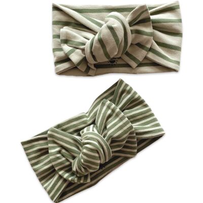 Bow headband / olive stripes