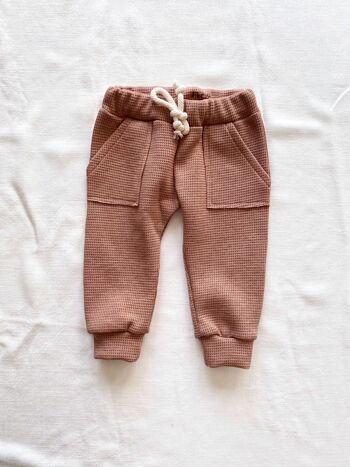 Pantalon de survêtement bébé / gaufre vieux rose 2