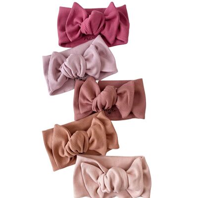 Bow headband / ribbed jersey - girly tones