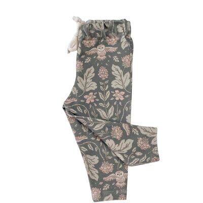 Baby-Leggings/botanische Eulen – waldgrün