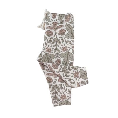 Baby-Leggings/botanische Eulen – ecru