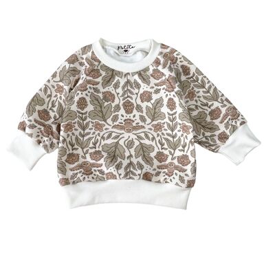 Baby-Sweatshirt aus Baumwolle / botanische Eulen – ecru