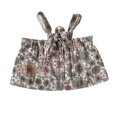 Baby girl top / bold floral - ecru