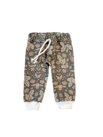 Pantalon de survêtement bébé / chouettes botaniques - vert forêt 3