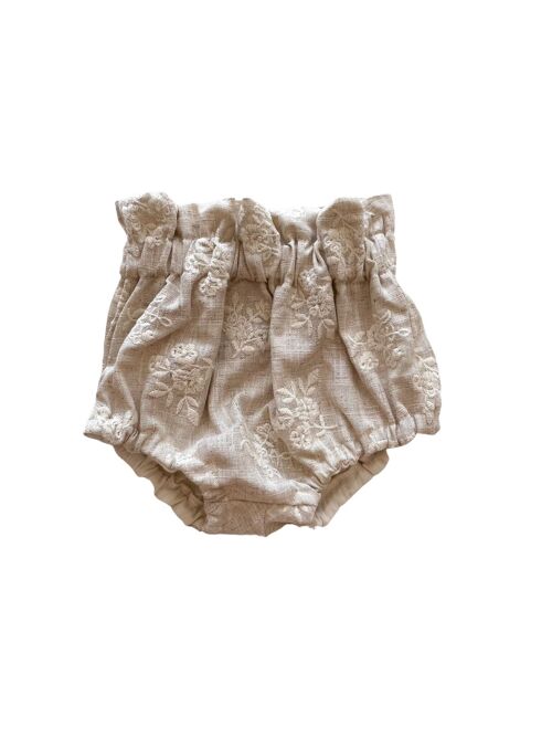 Baby bloomers / linen embroidered bouquets