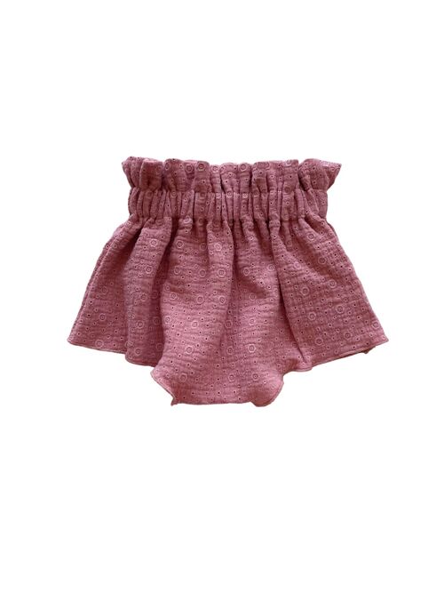 Baby ruffle bloomers / embroidered rose