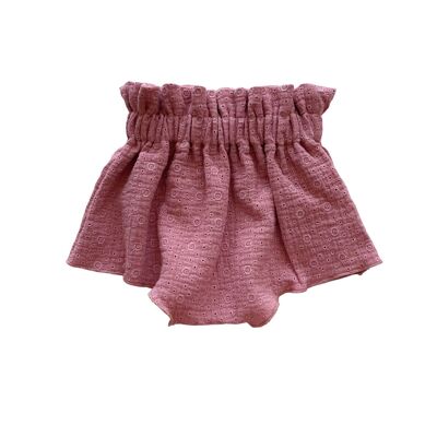 Baby ruffle bloomers / embroidered rose