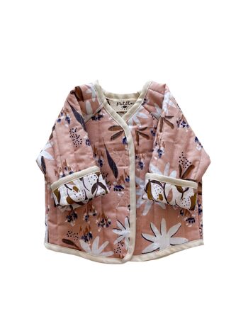 Veste matelassée bébé & enfant / fleuri rose 1