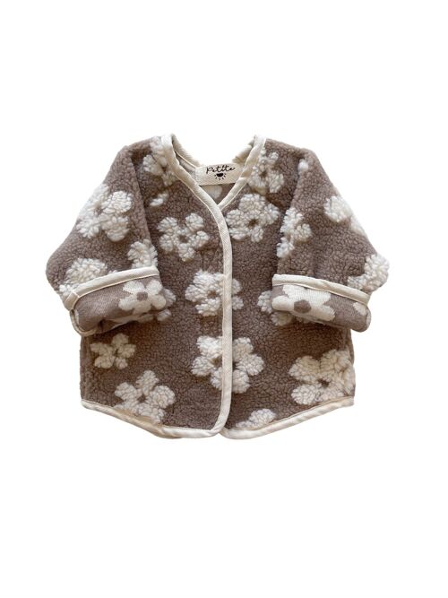Baby & toddler teddy jacket / floral beige
