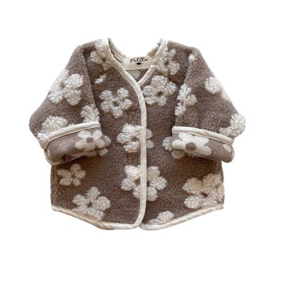 Baby & toddler teddy jacket / floral beige