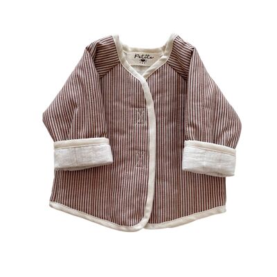 Teddyjacke für Babys und Kleinkinder / Streifen - Kastanie