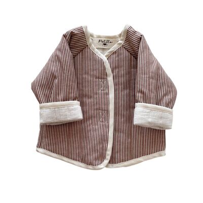 Baby & toddler teddy jacket / stripes - chestnut
