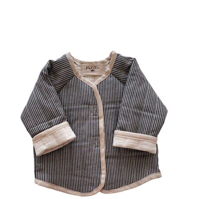 Baby & toddler teddy jacket / stripes - charcoal