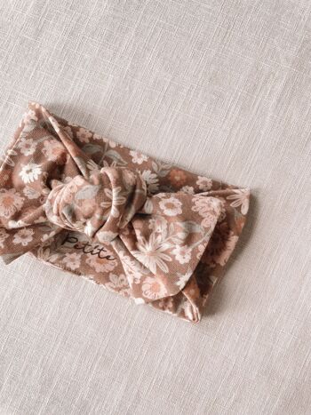 Bandeau noeud / floral chocolat 3