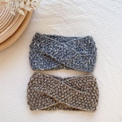 Gestricktes Stirnband / Schneeflocken