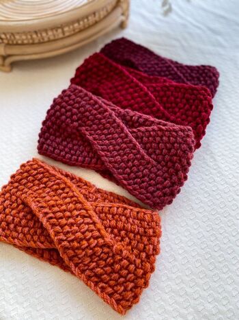 Bandeau tricoté / nuances de rouge 3