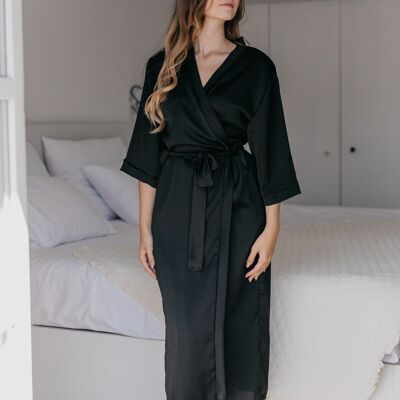 Vestaglia in crepe satin/nera