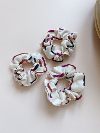 Scrunchie en lin / rayures ivoire 2