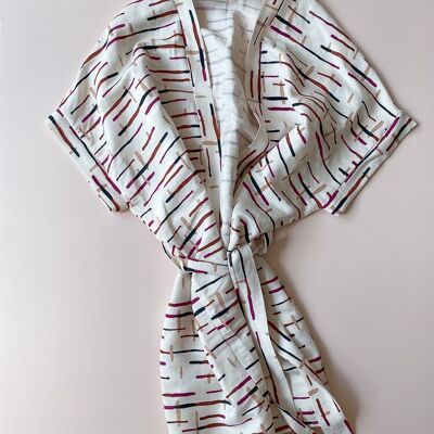 Kimono / linen - ivory stripes