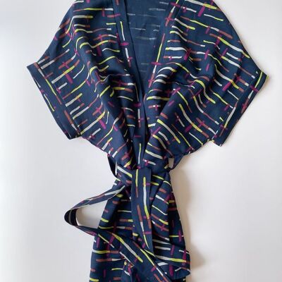 Kimono / lino - rayas medianoche