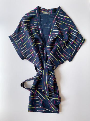 Kimono / lin - rayures de minuit 1
