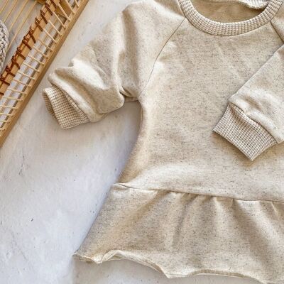 Girls ruffle dress / linen french terry