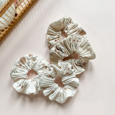 Baumwoll-Scrunchie / zartes Vintage-Blumenmuster