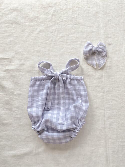 Gingham muslin romper / grey