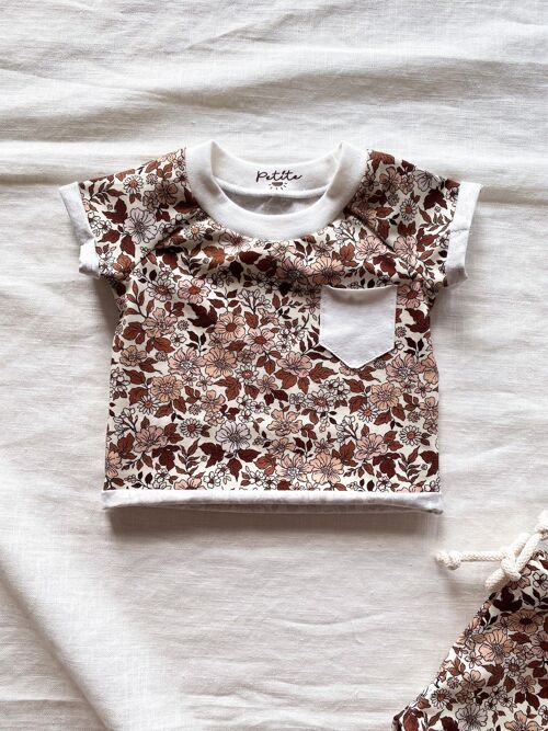 Kids T-shirt / brown floral