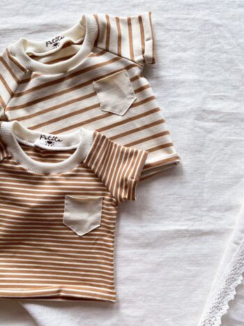 T-shirt enfant / rayures caramel 3