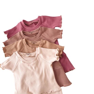 Mädchenhaftes T-Shirt-Kleid / gerippt – Mädchentöne