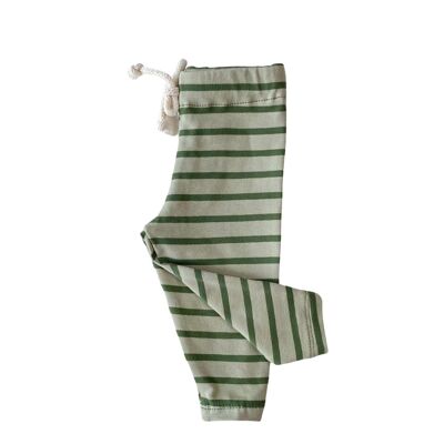 Kids leggings / olive wide stripes