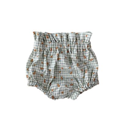 Floral Gingham Bloomers - blue