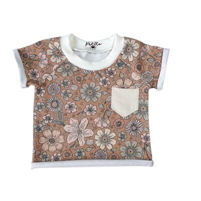 Jersey-T-Shirt / auffälliges florales Karamell