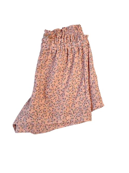 Linen ruffle shorts / peach