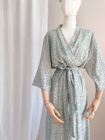 Kimono lin + viscose / petites fleurs - menthe 6
