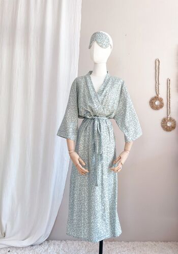 Kimono lin + viscose / petites fleurs - menthe 7