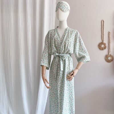 Kimono aus Leinen + Viskose / Minze