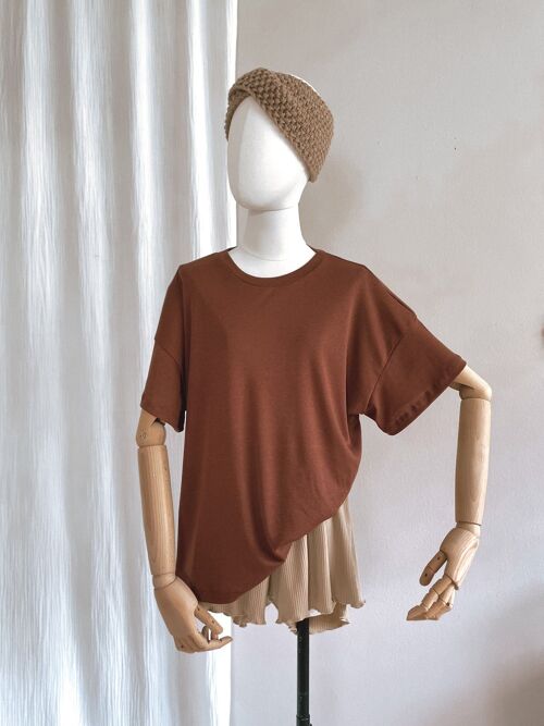 Fine knit t-shirt / cacao