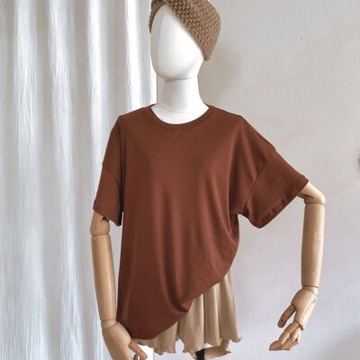Fine knit t-shirt / cacao