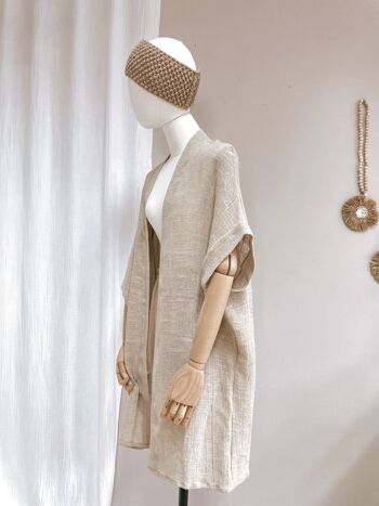 Kimono - gaze de coton beige olive 3